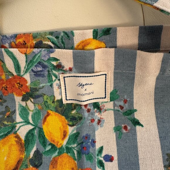 Sezane x Momoni limited edition floral tile print tote bag, green blue, NWOT - Picture 4 of 7